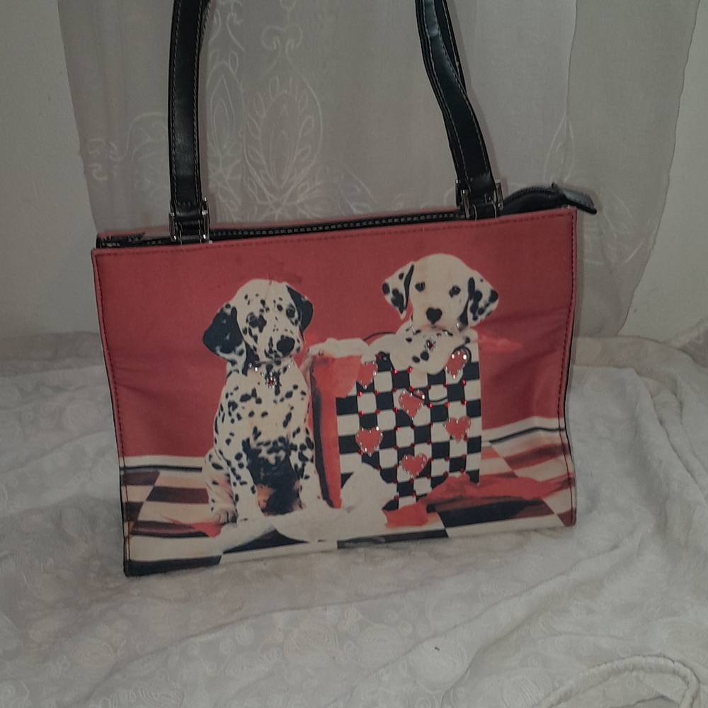 Stylish Red Dalmatian Print Tote Bag